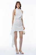 Flavia White Halterneck Sleeveless Mini Dress