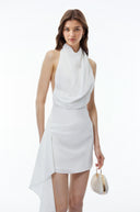 Flavia White Halterneck Sleeveless Mini Dress