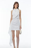Flavia White Halterneck Sleeveless Mini Dress