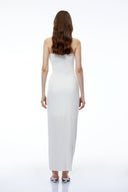 Murren White Off Shoulder Ruched Maxi Dress