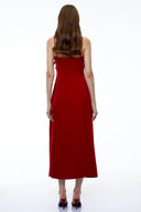 Ragusa Red Draped Maxi Dress with Front Slit