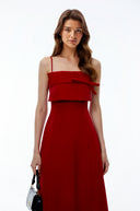 Ragusa Red Draped Maxi Dress with Front Slit