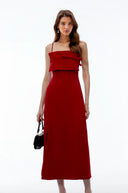 Ragusa Red Draped Maxi Dress with Front Slit