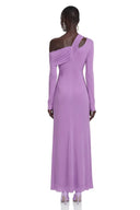 Cortina Purple Long Sleeve One Shoulder Ruched Maxi Dress