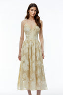 Riviera Neutral Sweetheart Neckline Floral Print Maxi Dress