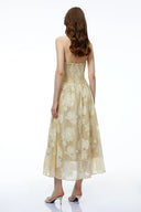 Riviera Neutral Sweetheart Neckline Floral Print Maxi Dress