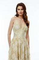 Riviera Neutral Sweetheart Neckline Floral Print Maxi Dress
