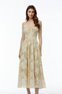 Riviera Neutral Sweetheart Neckline Floral Print Maxi Dress