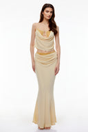 Savannah Yellow Ruched Top & High Waisted Skirt Set