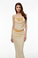 Savannah Yellow Ruched Top & High Waisted Skirt Set