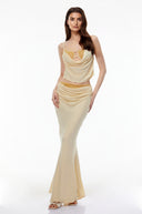 Savannah Yellow Ruched Top & High Waisted Skirt Set