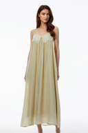 Capri Neutral Ruched Maxi Dress with 3D Florals