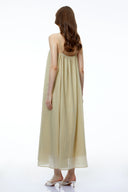 Capri Neutral Ruched Maxi Dress with 3D Florals