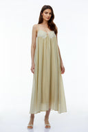 Capri Neutral Ruched Maxi Dress with 3D Florals