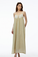 Capri Neutral Ruched Maxi Dress with 3D Florals
