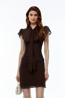 Felicia Chocolate Brown Ruffled Tulle Top & Skirt Set