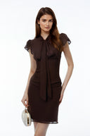 Felicia Chocolate Brown Ruffled Tulle Top & Skirt Set