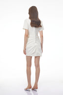 Daniela White Round Neck Short Sleeve Mini Dress