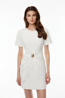 Daniela White Round Neck Short Sleeve Mini Dress