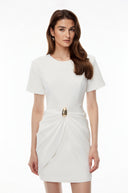 Daniela White Round Neck Short Sleeve Mini Dress