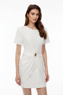 Daniela White Round Neck Short Sleeve Mini Dress