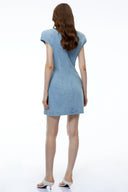 Bella Blue Denim Mini Dress with Cap Sleeves