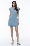 Bella Blue Denim Mini Dress with Cap Sleeves