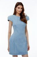 Bella Blue Denim Mini Dress with Cap Sleeves