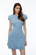 Bella Blue Denim Mini Dress with Cap Sleeves