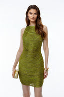 Selene Green Fringed Bandage Mini Dress