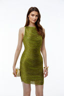 Selene Green Fringed Bandage Mini Dress