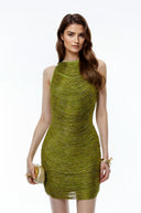 Selene Green Fringed Bandage Mini Dress
