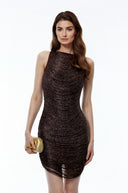 Selene Chocolate Brown Fringed Bandage Mini Dress