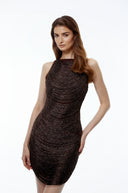 Selene Chocolate Brown Fringed Bandage Mini Dress