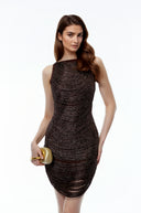 Selene Chocolate Brown Fringed Bandage Mini Dress
