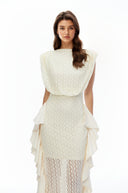 Mila Cream Floral Lace Ruffled Maxi Dress