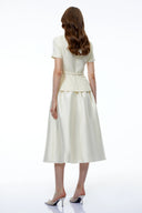 Marceline White Tweed Midi Dress with Bow