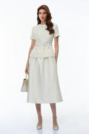 Marceline White Tweed Midi Dress with Bow