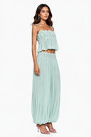 Naomi Mint Green Lace Trim Ruched Top & Trouser Set