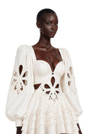 Xandra White Cut-Out Asymmetrical Maxi Dress