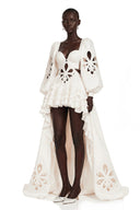 Xandra White Cut-Out Asymmetrical Maxi Dress