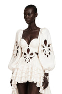 Xandra White Cut-Out Asymmetrical Maxi Dress