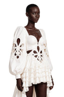 Xandra White Cut-Out Asymmetrical Maxi Dress