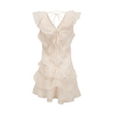 Darya V Neck Ruffle Mini Dress In Neutrals