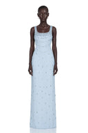 Sabine Blue Crystal Embellished Maxi Gown