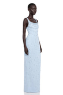 Sabine Blue Crystal Embellished Maxi Gown