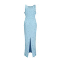 Sabine Blue Crystal Embellished Maxi Gown