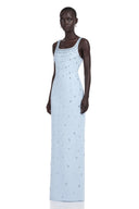Sabine Blue Crystal Embellished Maxi Gown