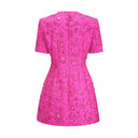 Ceriselle Floral-Appliqué Embellished Mini Dress in Pink