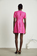 Ceriselle Floral-Appliqué Embellished Mini Dress in Pink